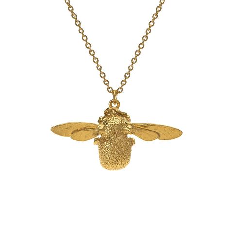 Gold Plated Bumble Bee Necklace designed by Alex Monroe. A unique design, inspired by nature, this delicately crafted pendant highlights the beauty of bees in minute detail. Handcrafted using traditional techniques and quality materials, this unique necklace is packaged in an Alex Monroe gift box. Handcrafted in London Bumblebee Necklace, Bumble Bee Necklace, Bee Studs, Fortnum And Mason, Bee Pendant, Bee Necklace, Exclusive Jewelry, Necklace Online, Gold Plated Chains