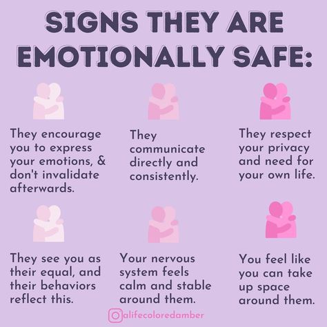 Amber Elizabeth | Therapist on Instagram: “Tag that person who makes you feel emotionally safe! 💜💜👇👇👇 —————- NOTE: Instagram is not therapy. Everything shared on here is to be…” Emotionally Safe, Note Instagram, Safe People, Different Tools, Attachment Theory, Relationship Lessons, Relationship Therapy, Relationship Dynamics, Relationship Psychology