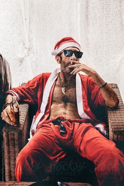 Bad Santa Photoshoot, Santa Outfit For Men, Hot Santa Men, Santa Claus Photo Shoot, Hot Santa Claus, Christmas Photos Ideas, Bad Santa Claus, Bad Christmas, Santa Claus Photos