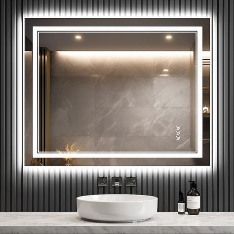 Heated Bathroom Mirror, Shower Sliding Glass Door, Led Bathroom Mirror, Mirror Led, Modern Minimalist Style, Glass And Aluminium, Led Strip Lights, Led Mirror Bathroom, Strip Lights