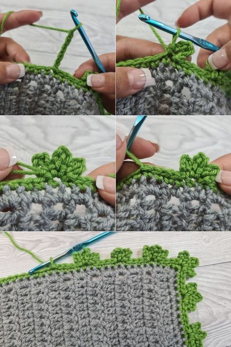 Learn how to crochet the Triple Picot Border with step-by-step photo tutorial & video.Easy beginner border for blankets | Crafting Happiness. Crochet Leaf Border Free Pattern, Crochet Trims And Borders Easy, Crochet Border Patterns Free, Blanket Boarders Crochet Ideas, Crochet Leaf Border, Crochet Edges For Blankets, Blanket Border Crochet, Crochet Blanket Borders, Dryad Costume