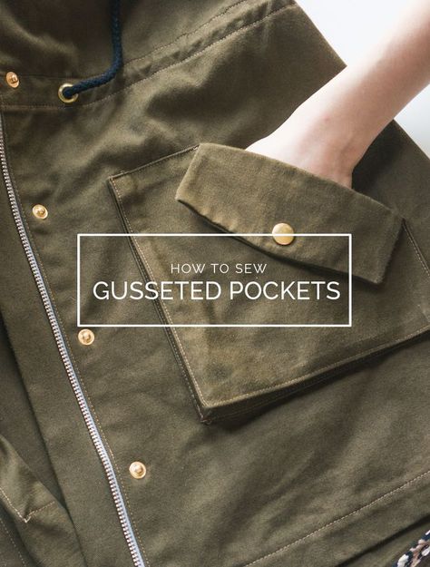 HOW TO SEW GUSSETED POCKETS FOR THE KELLY ANORAK 3d Pockets Fashion, Pockets Sewing Ideas, Pockets Fashion Details, Pocket Styles, Pocket Ideas, Pocket Design Fashion, Pocket Sewing, 3d Pocket, Sewing Pockets