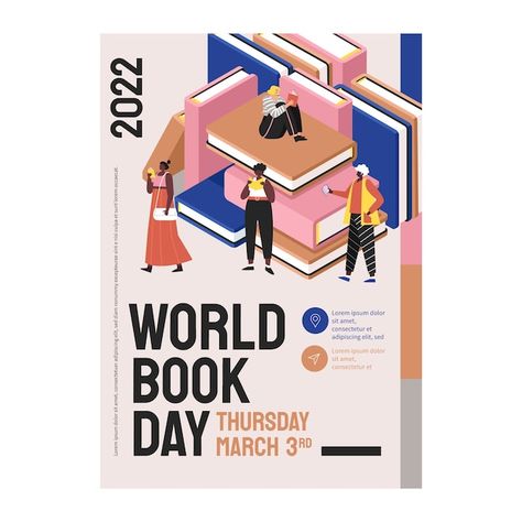 Free Vector | Flat world book day vertical poster template Flat World, Paul Rand, Club Poster, Event Poster Design, World Book Day, Vertical Poster, Book Day, Event Poster, Poster Template