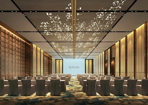 Banquet Ceiling Design Modern, Banquet Interior Design Hotel, Luxurious Conference Room, Banquet Hall Ceiling Design Modern, Ballroom Design Interior Hotel, Hotel Ballroom Interior Design, Ballroom Interior Design Modern, Luxury Auditorium, Futuristic Ballroom