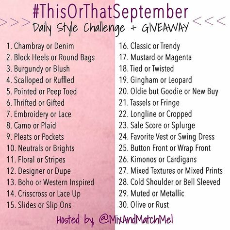 September Outfit Challenge, September Style Challenge, Ootd Challenge, Clothing Challenge, Shopping Challenge, Bedroom Spring, Business Mind, September Outfits, 365 Photo Challenge