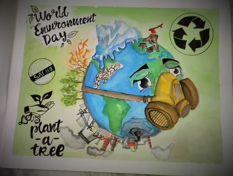 World Environment Day Painting, Environment Day Painting, Save Mother Earth Poster, Save Environment Poster Drawing, Save Water Drawing, Stop Pollution, Save Earth Drawing, Earth Day Drawing, Drawings With Meaning