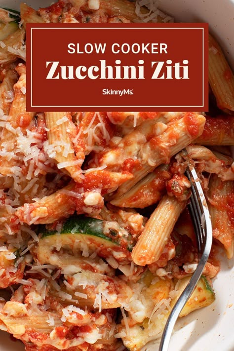 Slow Cooker Zucchini Ziti Slow Cooker Zucchini Recipes, Zucchini Ziti, Crockpot Recipes Summer, Skinnyms Recipes, Slow Cooker Zucchini, Ww 2023, Crockpot Veggies, Quick Crockpot Meals, Veggie Pasta Recipes