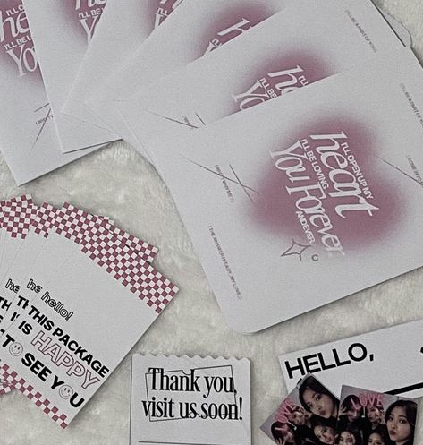 Kpop Packaging Ideas, Thank You Card Aesthetic, White Pink Aesthetic, Small Business Gifts, Packaging Ideas Business, Handmade Packaging, Grafic Design, Graphic Design Fun, Poster Stickers