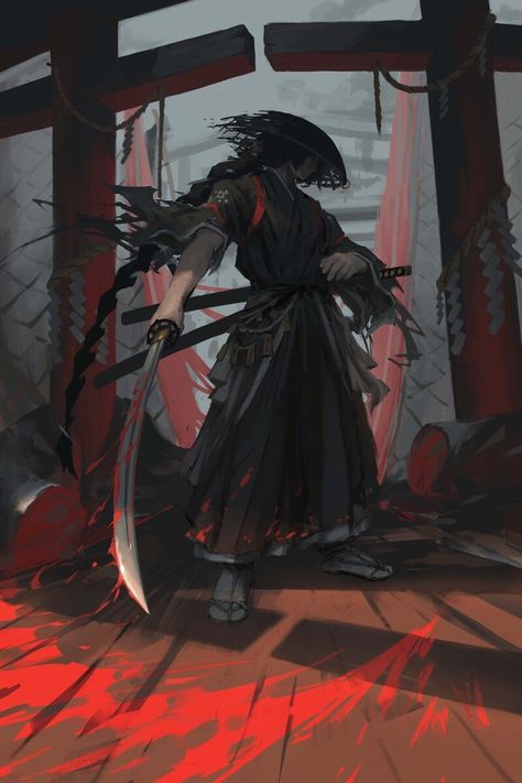 ArtStation - Chiburi Dark Samurai Art, Cool Swordsman, Warrior Rpg, Samurai Fanart, Ronin Character Design, Anime Samurai, Samurai Oc, Samurai Character Design, Oni Samurai