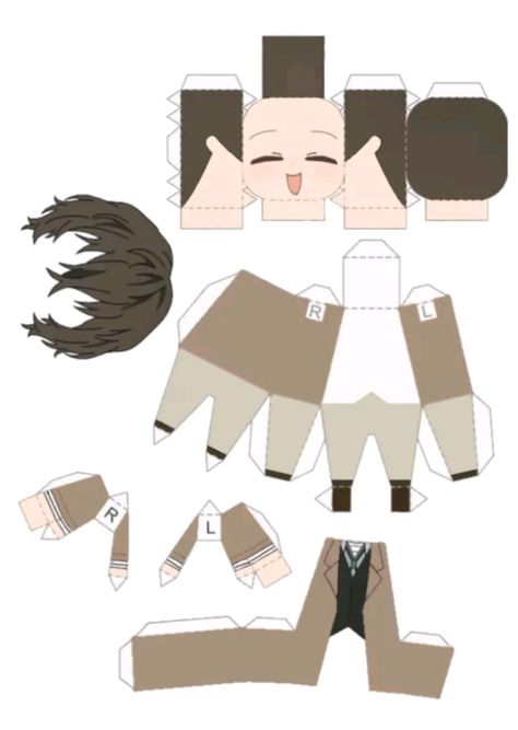 ︴Bungou Stray Dogs - Osamu Dazai - Papercraft - Bsd ︴ Paper Doll Printable Templates, Anime Paper, Paper Dolls Diy, Paper Toys Template, Osamu Dazai, Anime Printables, Paper Doll Template, Papercraft Templates, Paper Dolls Printable