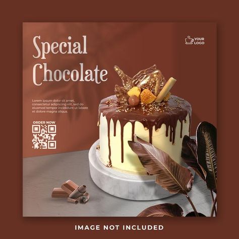 Chocolate cake social media post banner ... | Premium Psd #Freepik #psd Cake Shop Social Media Posts, Cake Banners Designs, Cake Banner Design Advertising, Cakes Poster Design, Cake Poster Advertising, Cake Advertising Poster, Cake Advertising Design, Cake Banner Design, Cake Social Media Design