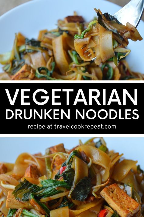 Drunken Noodles Thai Vegetarian, Veggie Drunken Noodles, Drunken Noodles Vegetarian, Vegetarian Drunken Noodles, Vegan Drunken Noodles, Thai Takeout, Pad Kee Mao, Thai Food Menu, Vegetarian Noodles