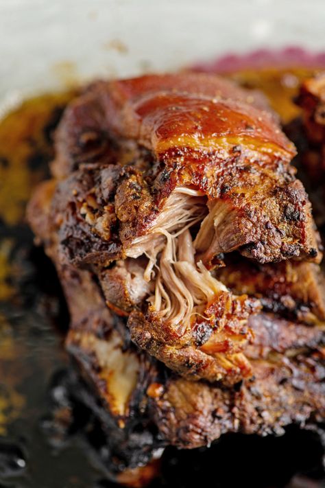 Pernil {Puerto Rican Pork Shoulder} — The Mom 100 Spanish Pork Shoulder Puerto Rico, How To Cook Pernil Puerto Rico, Pork Shoulder Puerto Rican Recipes, Berria Recipes, Pernil Recipe Puerto Rican Oven, Puerto Rican Breakfast Recipes, Spanish Pork Shoulder, Spanish Food Puerto Rican, Pernil Recipe Puerto Rican