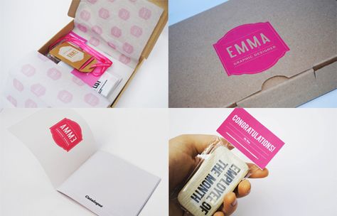 "Rather than sending a covering email and a CV, I posted multiple self promotional mailers to companies I would like to work with," explains designer Emma Hopkins. Packed full of adorable badges and an entire catalogue featuring her work and skills, this is a package any agency or client would be lucky to receive. Self Promotion Design Ideas, Marketing Agency Packages, Creative Job Application, Emma Hopkins, Self Promotion Design, Creative Cvs, Creative Resumes, Personal Branding Inspiration, Cv Inspiration