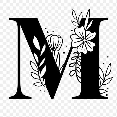 M Calligraphy Letter, M Typography, Botanical Capital Letter, M Font, M Letter Design, Word Art Typography, Alphabet Typography, Floral Font, Idee Cricut