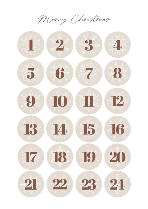 Templates Beige Aesthetic Christmas, Advent Calendar Aesthetic, Numbers For Advent Calendar, Beige Christmas, Advent Calendar Ideas, Calendar Advent, Pastel Beige, Advent Calendar Christmas, Calendar Numbers