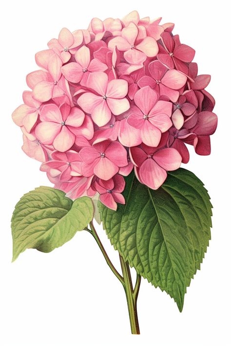 Hydrangea Clipart, Watercolor Hydrangea, Beautiful Flower Drawings, Botanical Flower Art, Watercolor Flower Art, Pink Hydrangea, 수채화 그림, Flower Art Images, Fruit Print