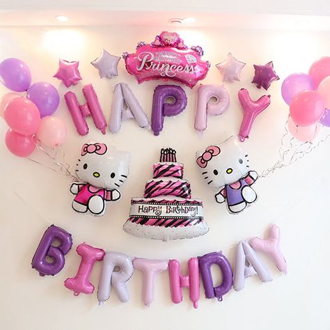 Kitty Birthday Decorations, Hello Kitty Balloons, Hello Kitty Birthday Decorations, Hello Kitty Theme Party, Hello Kitty Decorations, Hello Kitty Birthday Party, Girls Birthday Party Decorations, Kitten Birthday, Hello Kitty Themes