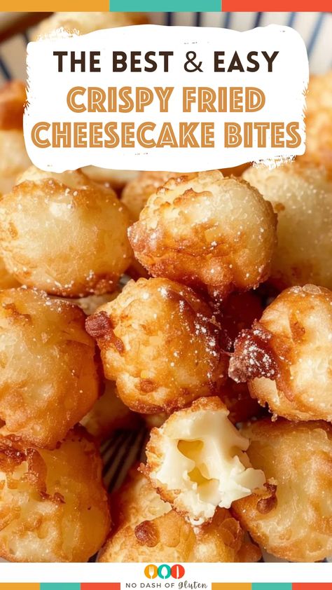 Crispy Fried Cheesecake Bites Leftover Cheesecake Batter, Fried Cheesecake Bites, Fried Desserts, Fried Cheesecake, Fried Recipes, Rich Cheesecake, Fried Dessert, Big Family Dinner, Warm Desserts