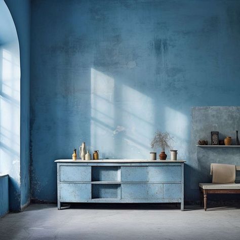 What is Limewash Paint and Places to Use in Your Home Limewash Interior Paint, Blue Limewash Bedroom, Colour Wash Walls, Wash Painted Walls, Blue Limewash Walls, Blue Lime Wash, Limewash Living Room, Limewash Walls Interiors, Blue Limewash