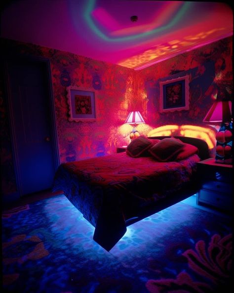 Psychadelic Room, Psychadelic Room Aesthetic, Starfire Aesthetic, House Inside, Canopy Bed, Dream House Decor, Room Aesthetic, Aesthetic Room, House Inspiration