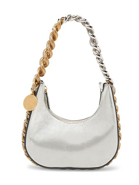 Shop Stella McCartney Frayme Vegan Leather Shoulder Bag | Saks Fifth Avenue Stella Mccartney Frayme, Kawaii Bags, Charm Chain, Curved Lines, Pretty Bags, Wash Bag, Christian Lacroix, Fashion Industry, Wash Bags