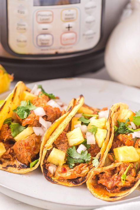 Instant Pot Al Pastor, Pastor Tacos Recipe, Al Pastor Tacos, Pork Sirloin Roast, Pastor Tacos, Multi Cooker Recipes, Pork Sirloin, Sirloin Roast, Tacos Al Pastor