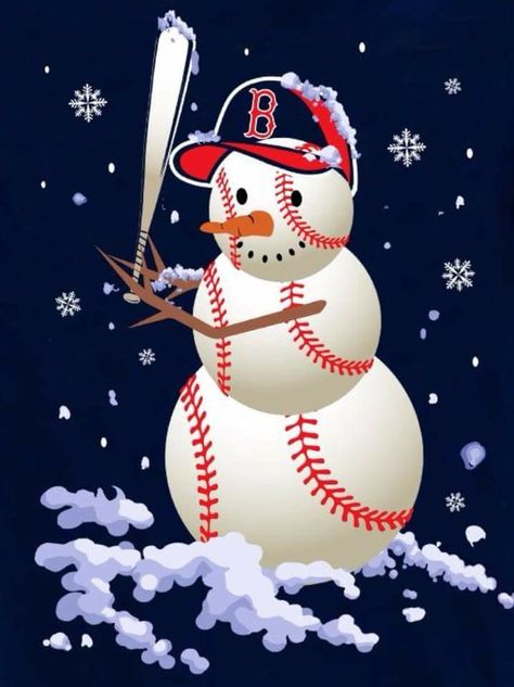 Baseball Snowman Diy, Christmas Baseball, Christmas Baseball Art, Christmas Baseball Shirt, Baseball Christmas Ornaments Diy, Baseball Snowman Ornament, Red Sox Hat, Baseball Christmas, Baseball Crafts