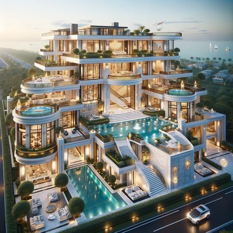 Luxury Mention House, Expensive Mansions Luxury, Luxury Villa With Pool, Beautiful Swimming Pools Luxury, Modern Mega Mansion Exterior, Big Modern Mansion, Huge Houses Mansions, Beautiful Mansions Luxury Dream Houses, Mansions With Pools