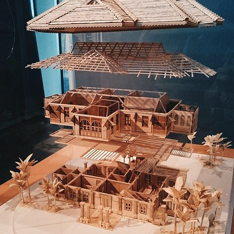 « Different view of the final model » Malay Architecture, Malay House, Vernacular House, Biomimicry Architecture, Maquette Architecture, Structural Model, Architecture Design Process, Concept Models Architecture, Art Deco Bedroom