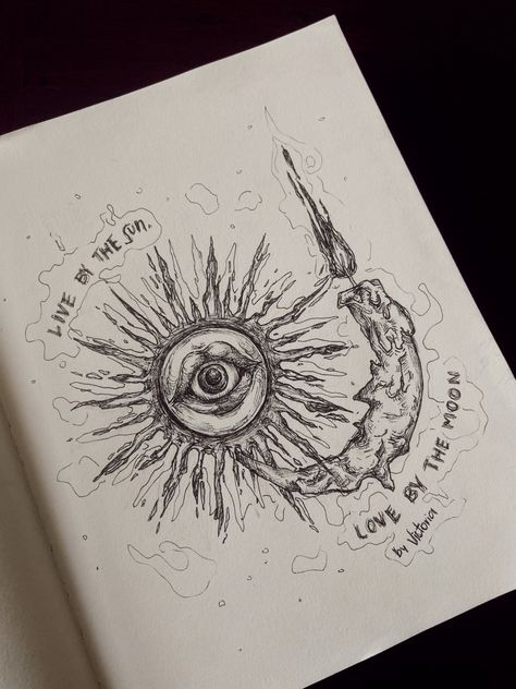 Art Asthetics Drawings, Sun And Moon Ink Drawing, Sun Ideas Drawing, The Sun And The Moon Drawing, Vintage Aesthetic Drawings Easy, Weird Sun Drawing, Mandala Drawing Aesthetic, Sun Drawing With Face, Art Inspo Aesthetic Sketch Grunge