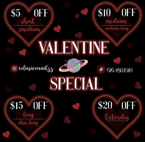 Discount Poster, Valentine Special, Nail Technician, Valentine's Day Nails, Valentines Nails, Valentines, Nails, Quick Saves, Valentine's Day