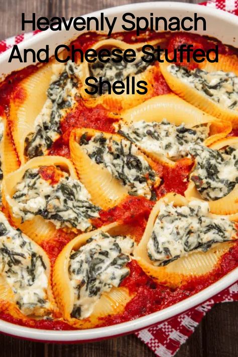 Heavenly Spinach And Cheese Stuffed Shells baked in a white casserole dish. Spinach Stuffed Shells, Minced Chicken Recipes, Cheesy Spinach, Minced Meat Recipe, Shells Recipe, Cheese Stuffed Shells, Ground Chicken Recipes, Ground Meat Recipes, Stuffed Shells Recipe