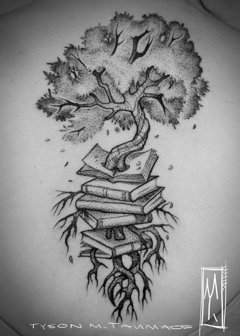 Literary Tattoo, Bracelet Tattoos, Book Tattoos, Willow Tree Tattoos, Bookish Tattoos, Literary Tattoos, Kunst Tattoos, Tree Drawings Pencil, Book Tree