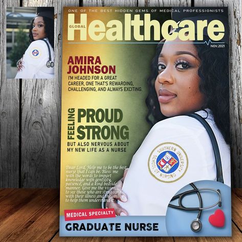 This personalized HEALTHCARE magazine cover can be made with your chosen photo and text for any medical field professionals (doctors, nurses, dentists, optometrists, physicians, physician assistants, nurse practitioners, podiatrists, veterinarians). It can be used for any occasion like a party invitation, celebrating success, business, retirement, birthday, anniversary, an employee of the month, and any other. Doctor Portrait, Gifts For Doctor, Custom Magazine, Medical Graduate, Celebrating Success, Employee Of The Month, Gift For Doctor, Photo And Text, Doctor Gift