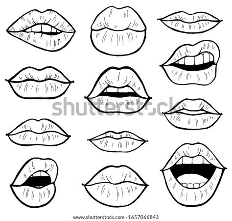 Sketches Dark Art, Sketches Dark, Lip Outline, Simple Face Drawing, Lips Sketch, Leopard Tattoos, Pencil Drawings Of Flowers, Lip Drawing, Mouth Drawing