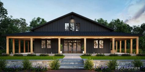 Cabin Farmhouse Decor, Barn Bedrooms, Steel Building Homes, Cabin Farmhouse, Black Houses, Rustic Loft, Barndominium Plans, Build Inspiration, Farmhouse Floor Plans