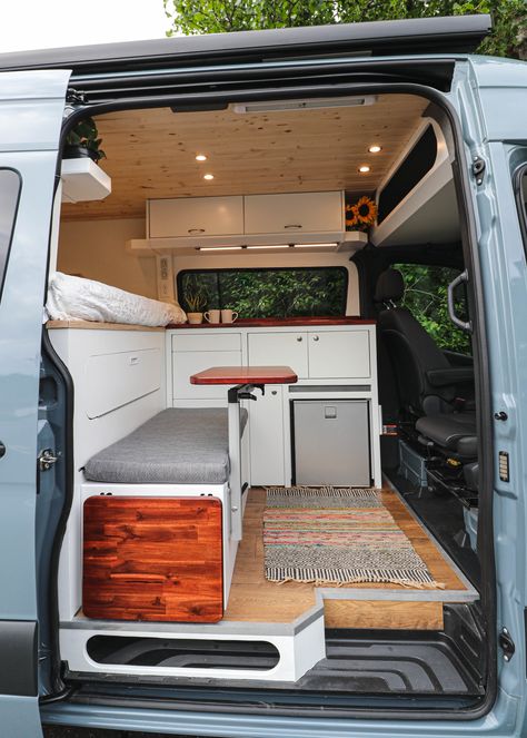 Freedom Vans latest conversion, called "Polley-Gone", built in a Mercedes Benz Sprinter 144" chassis. #van #vanlife #polleygone #freedomvans #vanconversion #tinyhome #homeonwheels #tinyhouse #tinyliving #rvlife #rvliving #smallspace #organization #cute #bellingham #vanconversioncompany Astuces Camping-car, Sprinter Conversion, Conversion Van, Sprinter Van Conversion, Kombi Home, Van Conversion Interior, Sprinter Camper, Campervan Life, Build A Camper Van