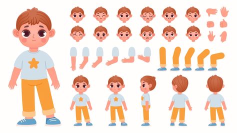 Cartoon Boy Character, Face Emotions, Spot The Difference Games, Business And Advertising, Vector Animation, Vector Character Design, Hand Gestures, Baby Illustration, Free Psd Files