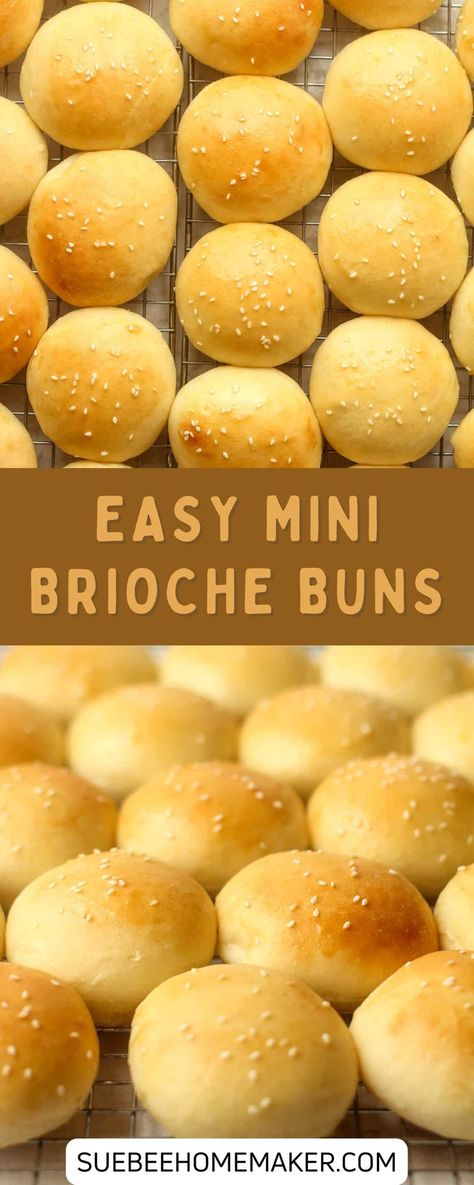 Indulge in the fluffy goodness of Mini Brioche Buns, ideal for burgers or sandwiches! This buttery and slightly sweet recipe is so simple, even YOU can master it. Elevate your next meal with these delicious homemade buns! Mini Brioche Buns, Lunch Sides, Homemade Buns, Sweet Recipe, Yeast Bread, Brioche Buns, Snack Bar, Quick Bread, Muffin Recipes