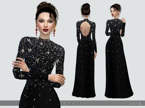 Elegant and classy long black dress, glittering embroidery and uncovered back. Found in TSR Category 'Sims 4 Female Formal' Formal Outfits Sims 4 Cc, Sims 4 Cc Dresses Formal Long, Sims 4 Elegant Dress, Sims 4 Cc Dress Elegant, Sims 4 Cc Formal Clothes, Sims 4 Cc Prom Dress, Sims Dress, Cc Dress, Elegant Dresses Classy Vintage