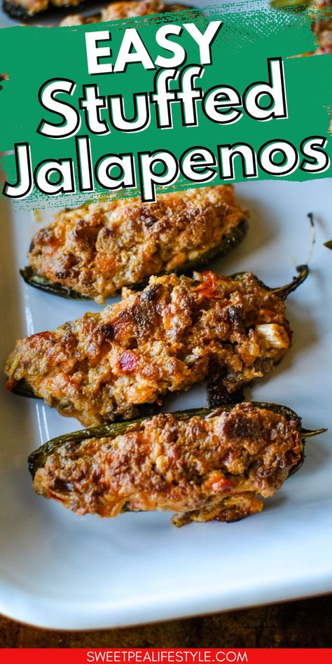 How to Make Stuffed Jalapeno Peppers will make you the hit of every party you serve them! Jalapeño peppers are stuffed with a cream cheese mixture which is a great game day appetizer recipe! Hot peppers stuffed with cheddar cheese, green onions, and sausage, what more could you ask for?! You will love this recipe for how easy it is, even though it's kind of a pain to assemble. . Baked Stuffed Jalapenos, Recipes For A Party, Super Bowl Appetizers, Stuffed Jalapeno, Stuffed Jalapenos, Spicy Appetizers, Superbowl Appetizers, Jalapeno Recipes, Jalapeno Peppers