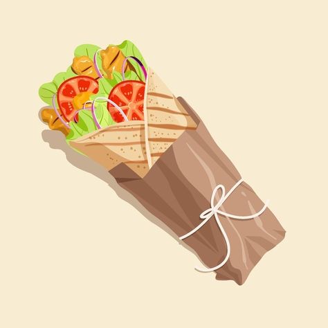 Shawarma Drawing, Shawarma Illustration, Background Cv, Kebab Logo, Tea Wallpaper, Food Cartoon, Food Illustration Art, Cute Sketches, Cute Food Drawings