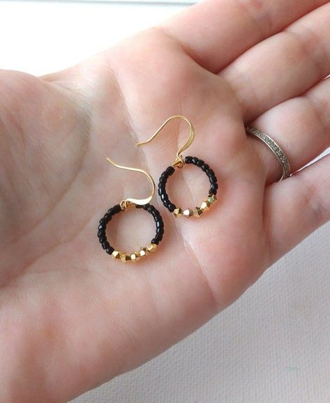 Heart Diamond Earrings, Black Hoop Earrings, Anting Manik, Morganite Earrings, Black Hoops Earrings, Tiny Hoop Earrings, Hammered Hoop Earrings, Swarovski Stones, Black Seed