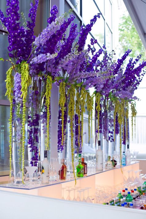 Flowers In Vases, Purple Reception, Flower Calendar, Wedding Themes Fall, Wedding Flower Inspiration, Flower Centerpieces Wedding, Lavender Wedding, Purple And Yellow, Deco Floral