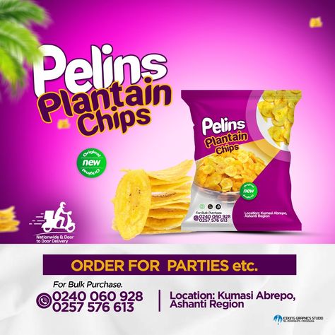 Plantain Chips Flyer Design, Flyers Design, Plantain Chips, Learning Graphic Design, Graphic Design Lessons, Illustrator Tutorials, Label Design, Flyer Design, Product Design