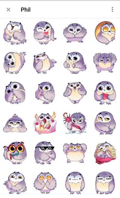 Owl Stickers, Owl Illustration, Cute Animal Illustration, Owls Drawing, Owl Cartoon, Telegram Stickers, Mascot Design, Owl Art, Bird Drawings