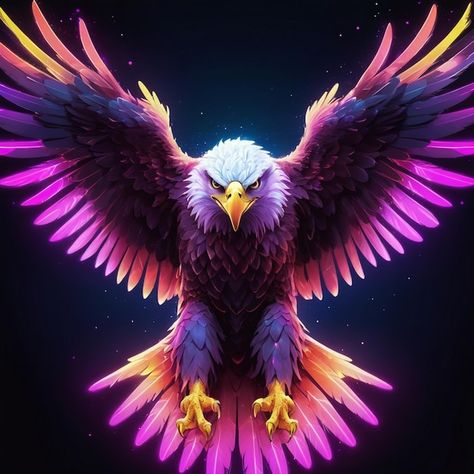 Abstract neon light Eagle artwork design digital art wallpaper glowing space background Wallpaper Glowing, Digital Art Wallpaper, Eagle Artwork, Eagle Wallpaper, Space Background, Space Backgrounds, Purple Aesthetic, Neon Lighting, Artwork Design