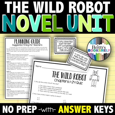 This is a complete novel study for The Wild Robot by Peter Brown. This literature unit includes chapter summaries, vocabulary words, comprehension quizzes, discussion questions, and an as-you-read novel project. The Wild Robot Novel Study, Grade 2 Literacy, 4th Grade Books, Learning Folder, Assignment Sheet, Wild Robot, Peter Brown, The Wild Robot, 4 Grade