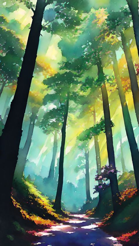 Redwood Trees Painting, Human And Nature Art, Watercolour Forest, Painted Forest, Abstract Painting Acrylic Modern, Watercolor House Painting, Canvas Painting Landscape, Forest Painting, Forest Art